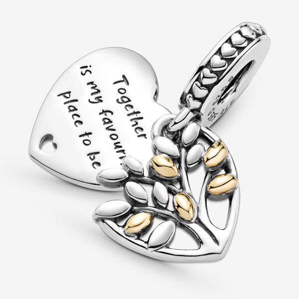 【Moments】Pan People Two-Tone Family Tree Heart Dangle Charm 799161C00 925 Silver