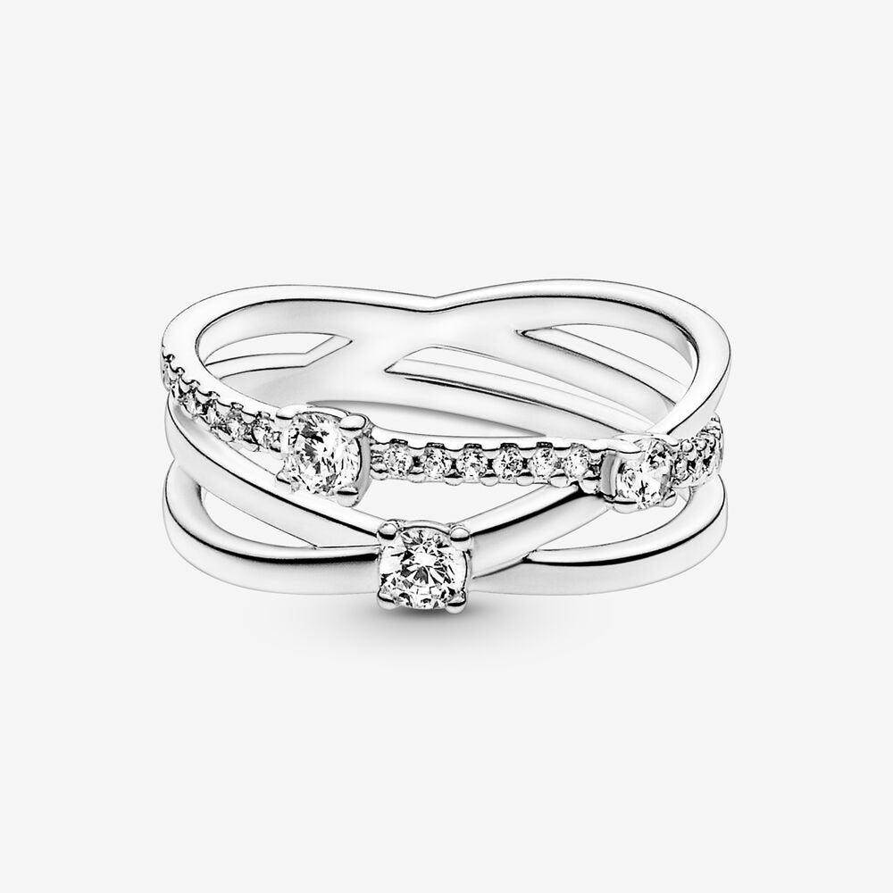 PAN Rose gold Sparkling Triple Band Ring rose  gold 925 silver diamond women 189400C01 199400C01