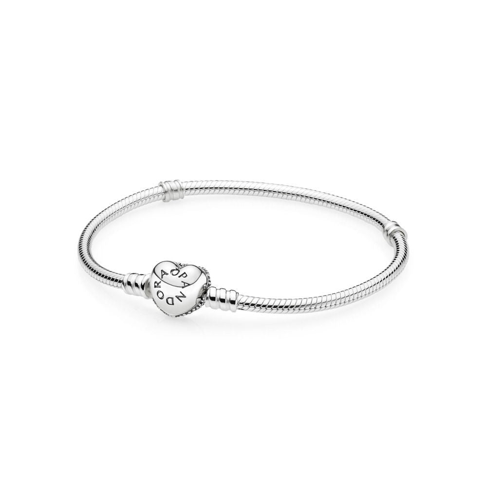 【Moments】 PAN Pandora heart-shaped basic bracelet 925 silver diamond women heart 590727CZ