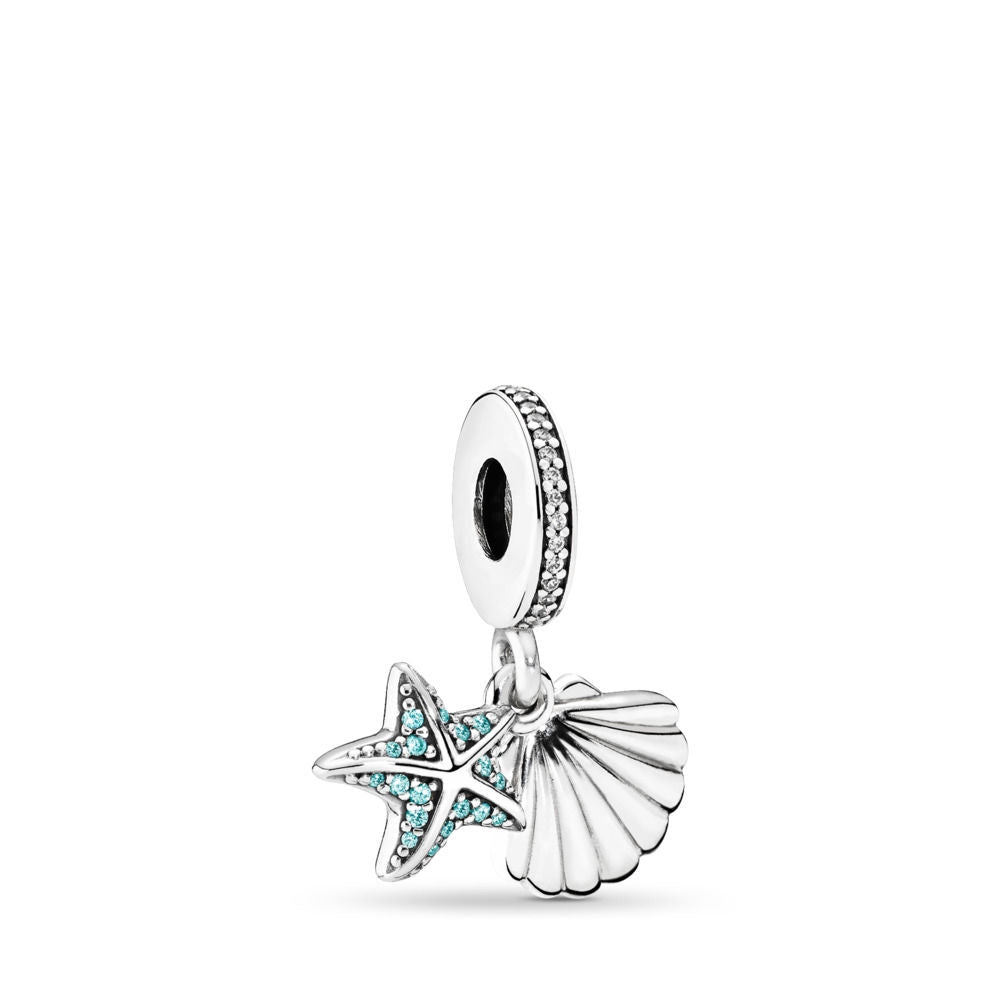 【Moments】Pan TROPICAL STARFISH & SEA SHELL HANGING CHARM 925 Silver  for women pendant