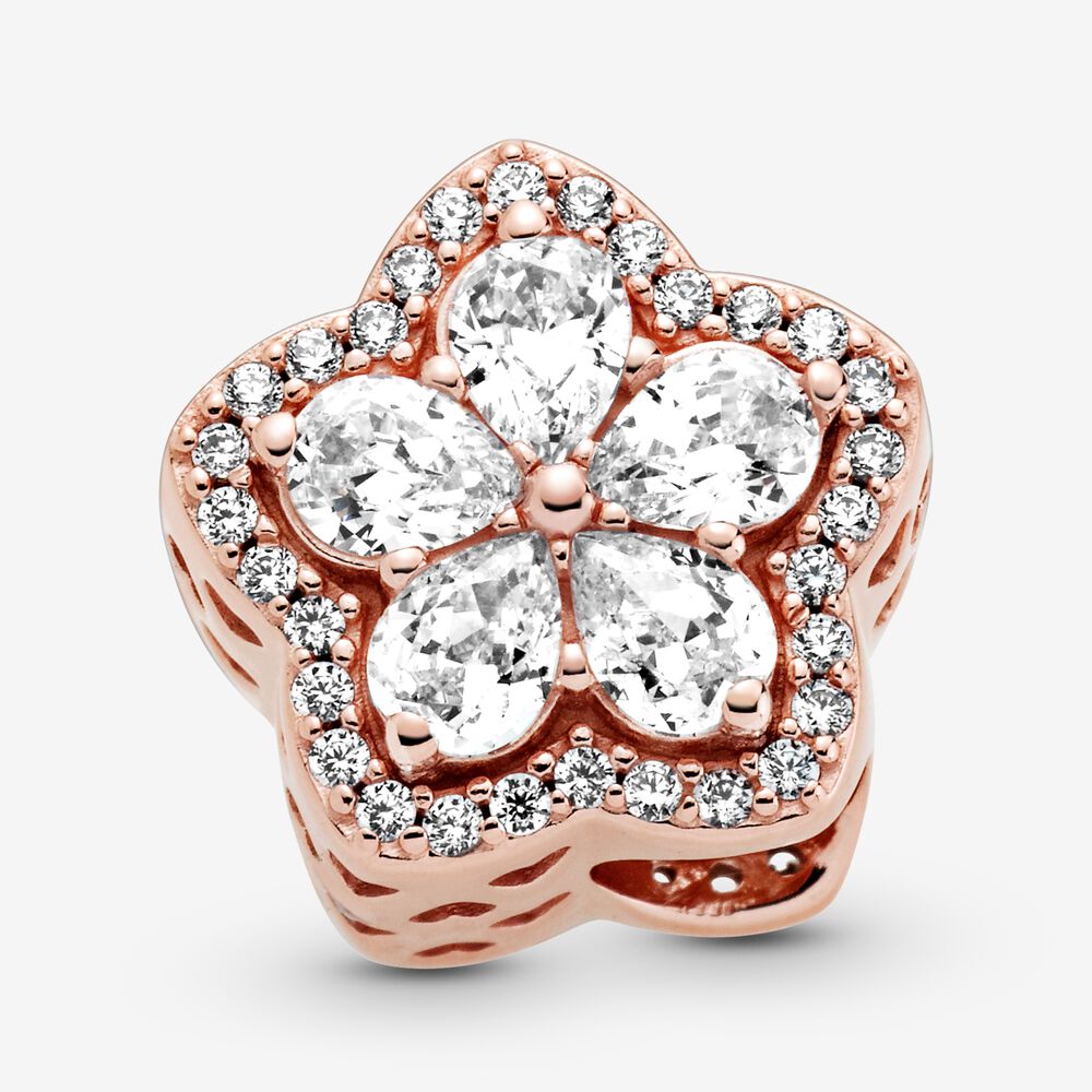 【Moments】Pan Sparkling Snowflake Pavé Charm 789224C01 925 silver Rose gold 799224C01