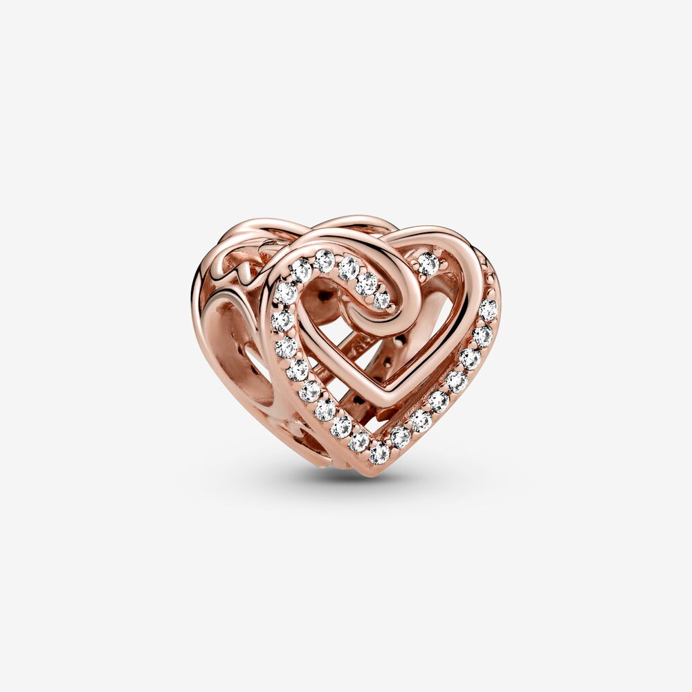 【Moments】PAN Sparkling Entwined Hearts Charm 925 Silver ROSE Gold heart 799270C01 769270C01