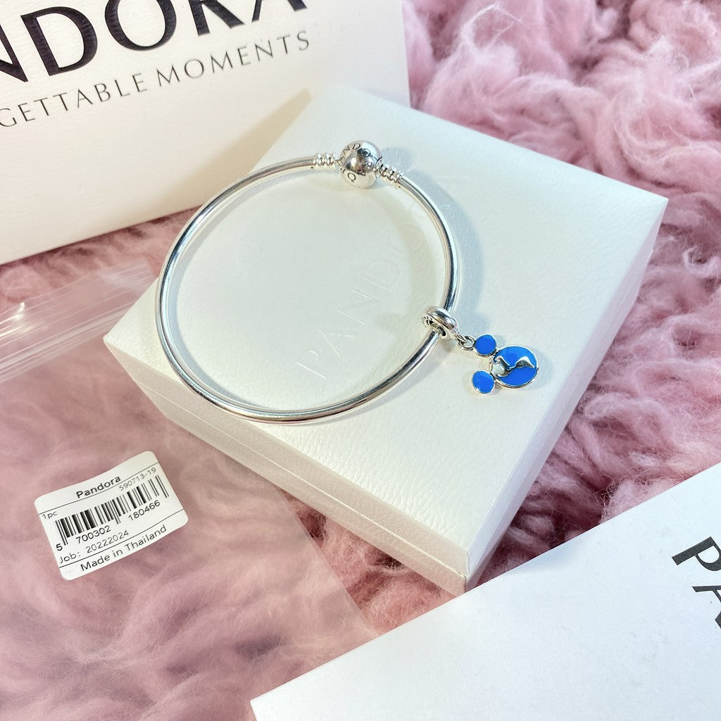 【Moments】Pan Disney Vacation Club Member Mickey Head Dangle charm 925 Silver blue Mickey Earth 791804EN91