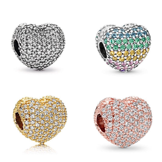 【Moments】Pan Pavé Open My Heart Clip 925 Silver  for women Rose gold SHINE PAVÉ OPEN MY HEART CLIP