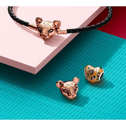【Moments】PAN ROSE LIONESS CHARM 925 Silver Rose gold Leopard Animal
