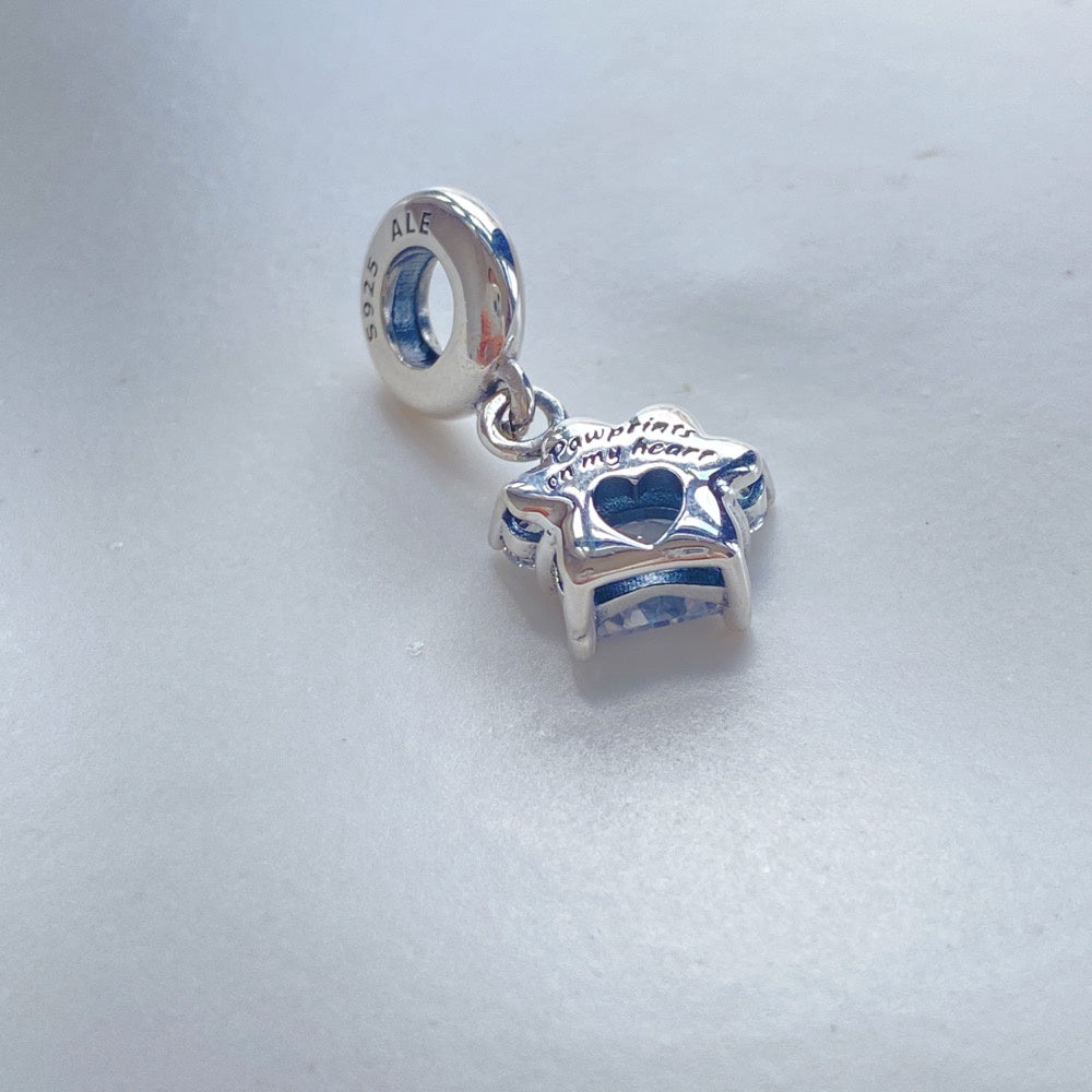 【Moments】PAN Sparkling Pet Paw Print Dangle Charm Sterling silver 925 silver simple animal 792247C01