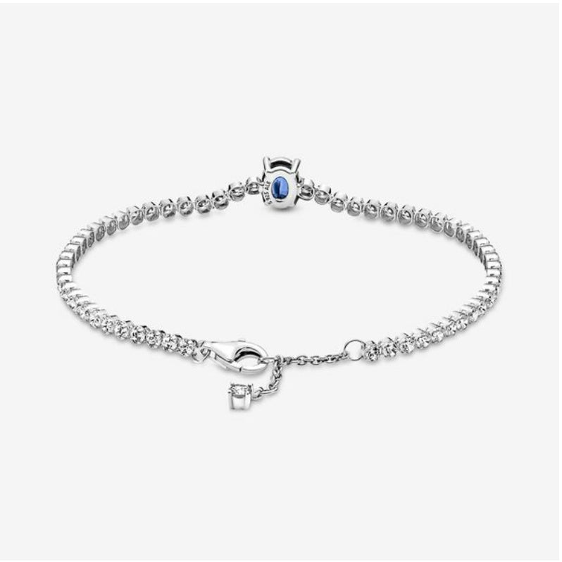 【Moments】PAN Sparkling Pavé Tennis Bracelet 590039C01 925 Silevr blue Cubic Zirconia for women girls