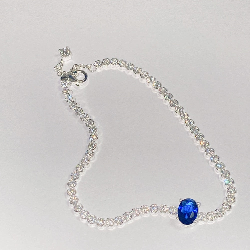 【Moments】PAN Sparkling Pavé Tennis Bracelet 590039C01 925 Silevr blue Cubic Zirconia for women girls