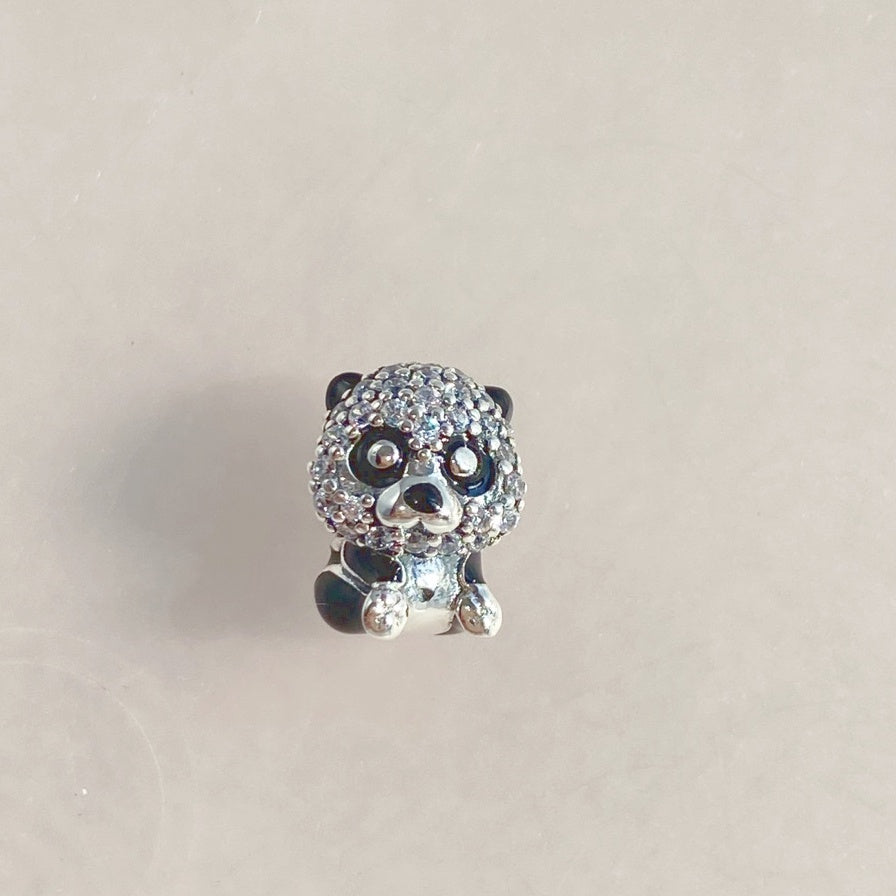 【Moments】PAN Sparkling Cute Panda Charm 790771C01 pendant 925 silver Animal cartoon black