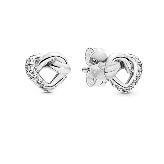 PAN KNOTTED HEARTS EARRING STUDS 925 silver diamond 298019CZ