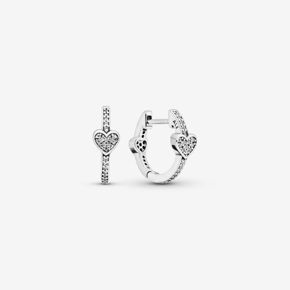 Pan Pavé Heart Hoop Earrings 925 silver for women diamond rogse gold 297290CZ 287290CZ