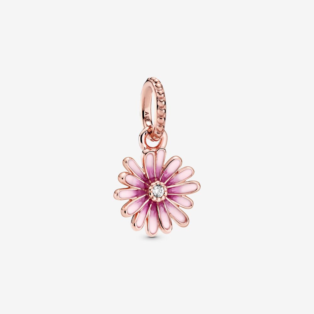 【MOMENTS】PAN Pink Daisy Flower Dangle Charm Rose gold Purple penant Silver 788771C01 798771C01