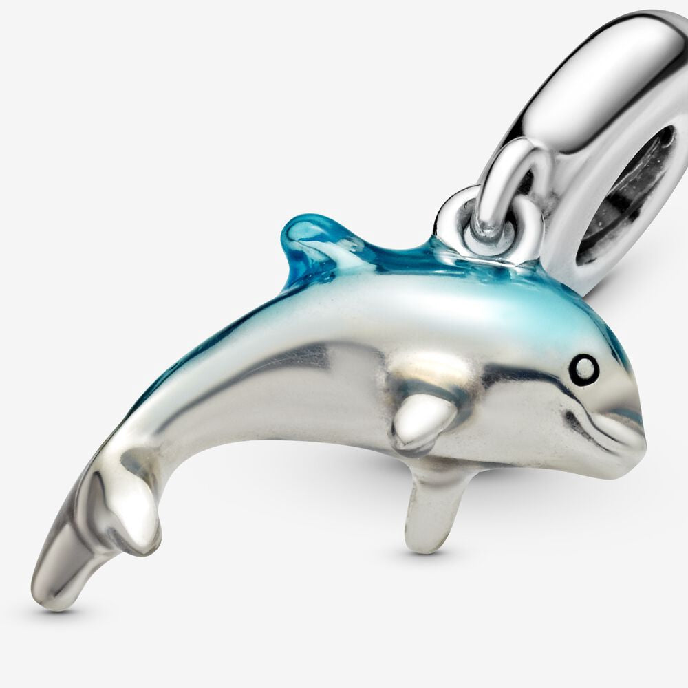 【Moments】Shimmering Dolphin Dangle Charm 798947C01 pendant charm blue 925 silver bracelet charm 2020