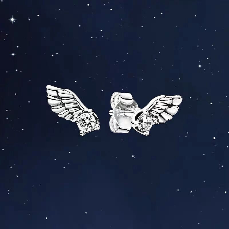 Pan Sparkling Angel Wing Stud Earrings 925 silver for women diamond 298501C01