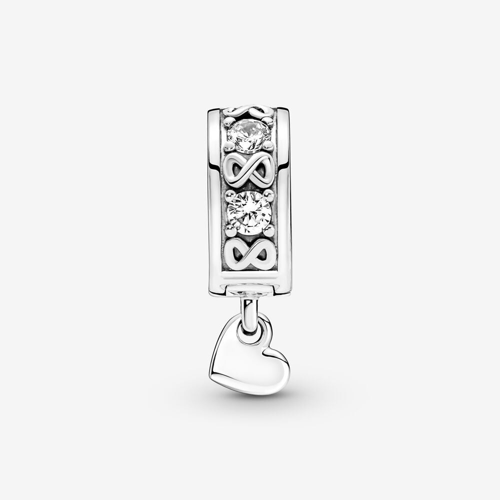 【Moments】Family Always Pavé Clip Charm 791151C01 Sterling silver 925 silver pendant heart stone