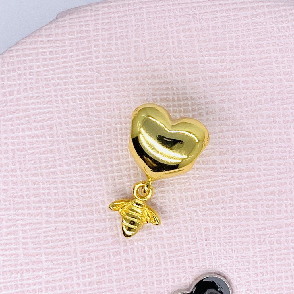 【Moments】PAN Shine Heart and Bee Charm Pendant for bracelet gold 767022