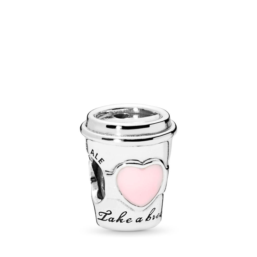 【Moments】Drink To Go cup Charm 925 silver  Pink Enamel for women 797185