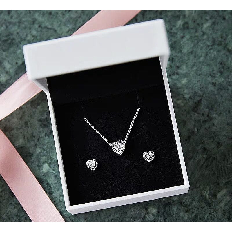 Pan Rose gold Elevated Heart Stud Earrings 925 silver for women diamond 288427C01 259137C01