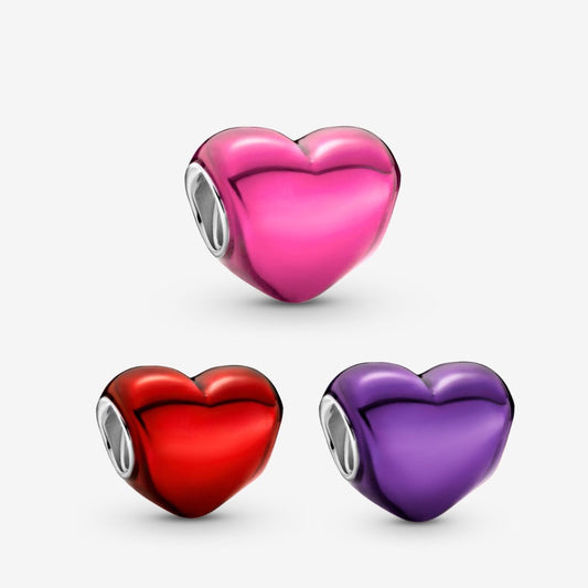 【Moments】Pan Metallic Red Heart Charm purple  Sterling silver 925 silver 799291C03 799291C01 799291C02