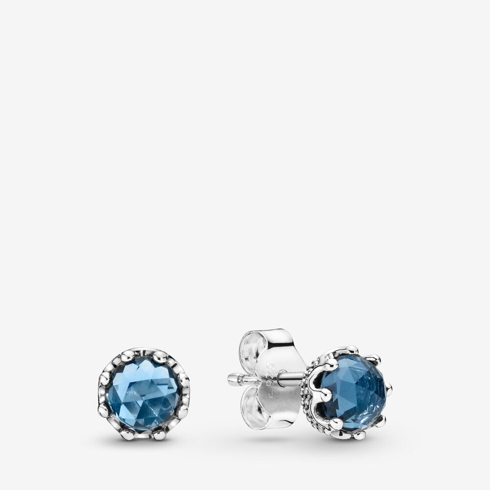 Pan Blue Sparkling Crown Stud Earrings 925 silver for women diamond 298311CZ 298311NMB blue pink 268311C01 288311C01