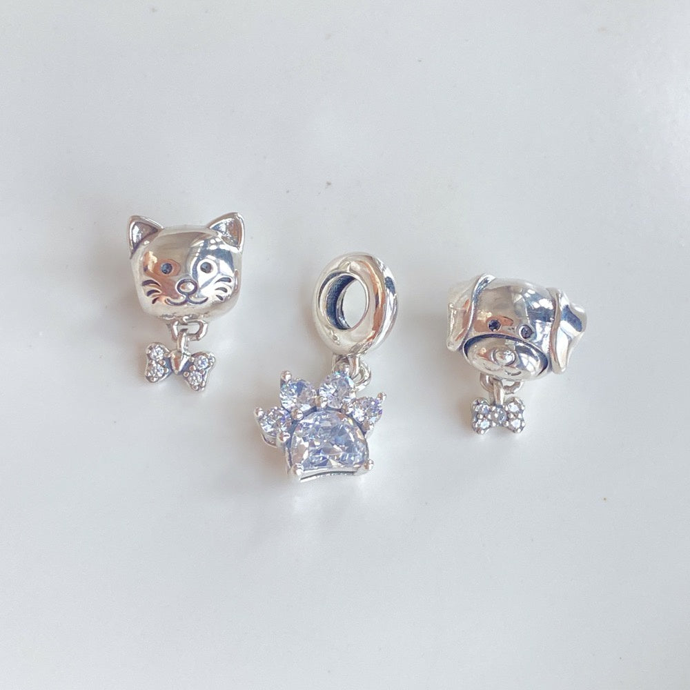 【Moments】PAN Pet Dog｜Cat & Bone Charm Sterling silver 925 silver simple animal Cute 792254C01 792255C01