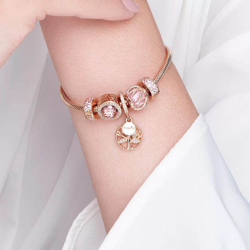 【Moments】PAN ROSE Sparkling Clear Charm Rose gold Sparkling Heart charm pink Lavender 781725LCZ 781725NBP 781725CZ