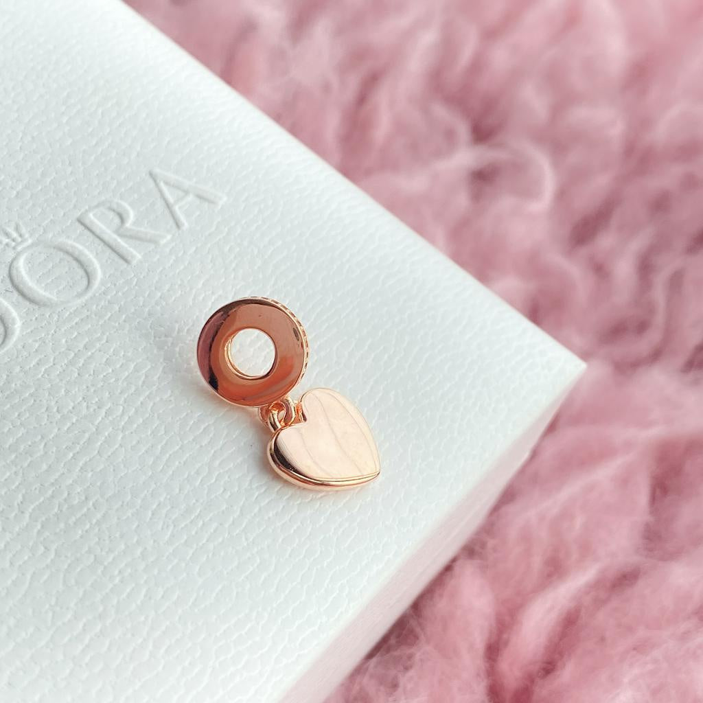 【Moments】ROSE ENGRAVEABLE HEART DANGLE CHARM pendant Rose gold Stone 788761C01