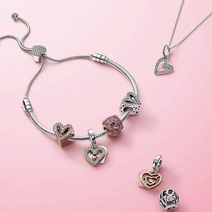 【MOMENTS】PAN Sparkling Freehand Heart Dangle Charm 925 Silver pendant 788693C01