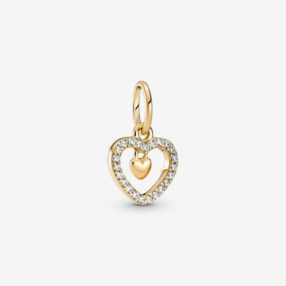 【Moments】Sparkling Double Heart Dangle Charm gold penant 759142C01 gold 2021 new