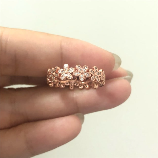 PAN Dazzling Daisy Meadow Stackable Ring 925 silver rose gold 180934CZ 190934CZ