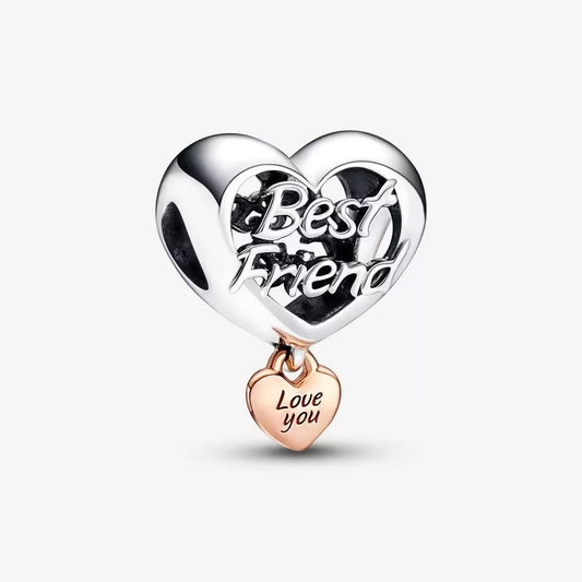 【Moments】Pan Love You Best Friend Heart Charm pendant 925 silver Rose gold 782243C00