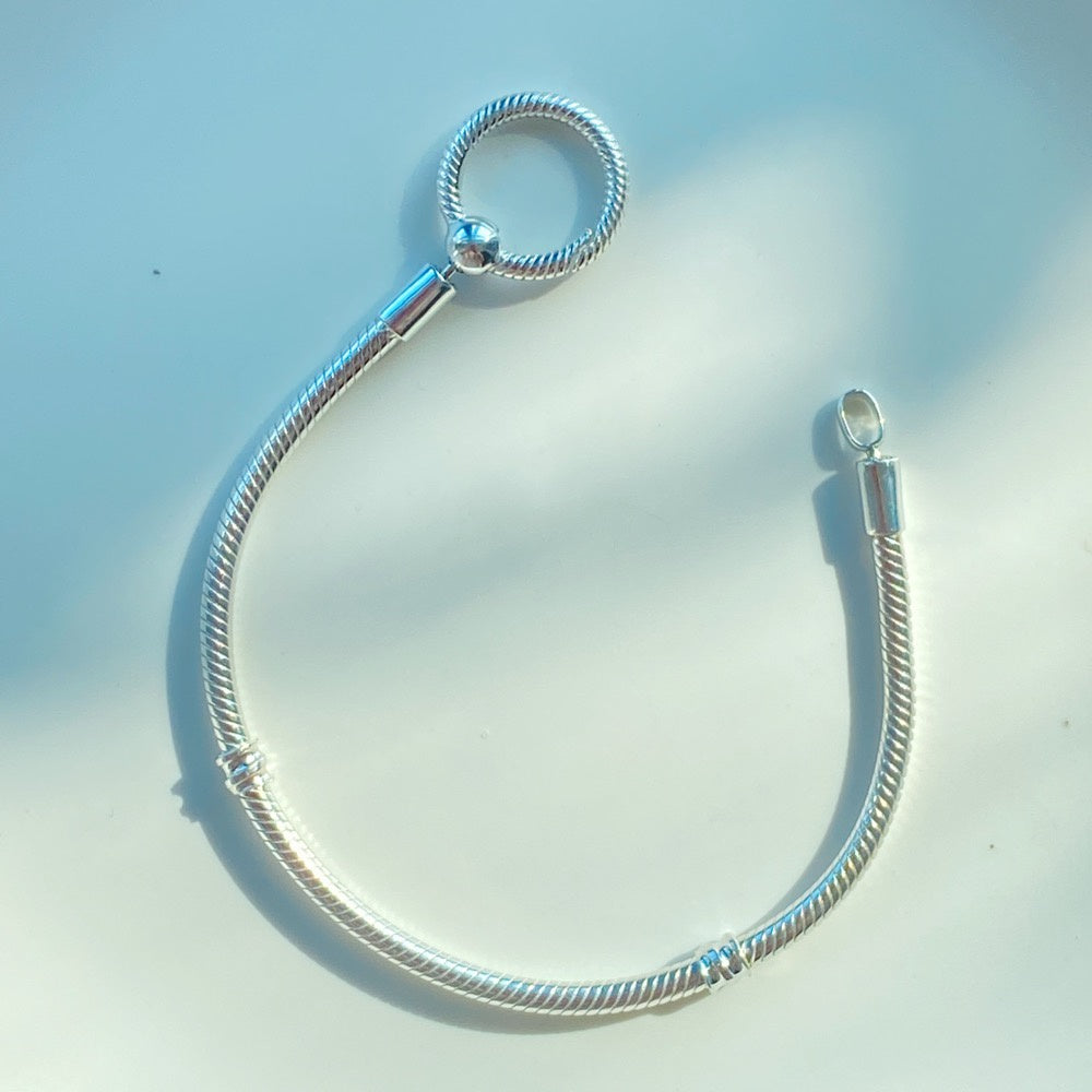 【MOMENTS】PAN Moments O Closure Snake Chain Bracelet 925 circle contracted DIY Sterling Silver