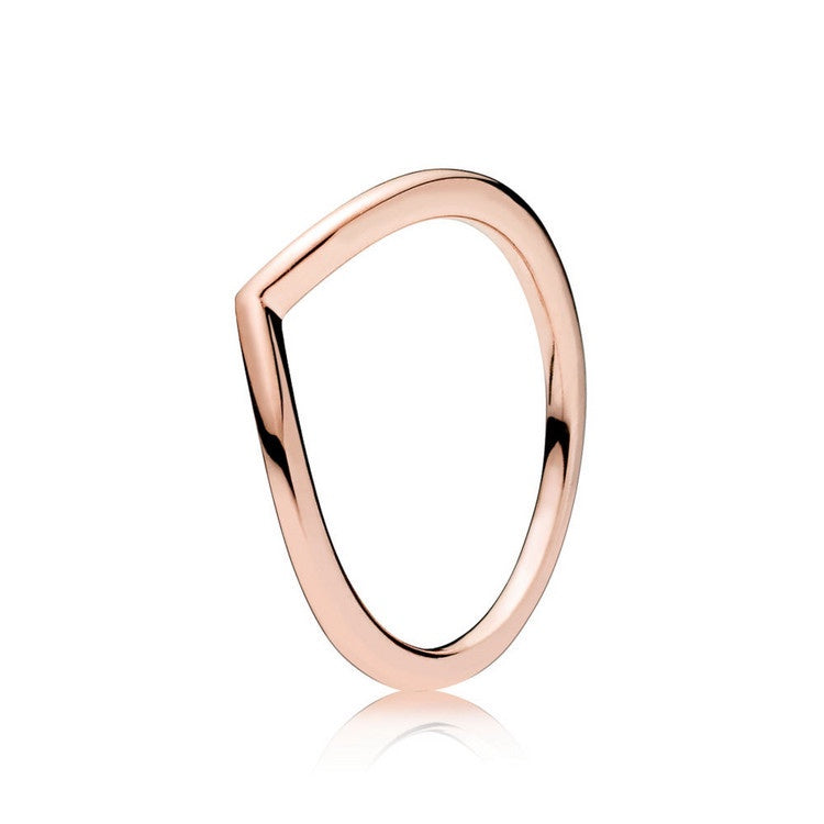 PAN Polished Wishbone Ring Shining Wish Ring Sterling silver rose gold 925