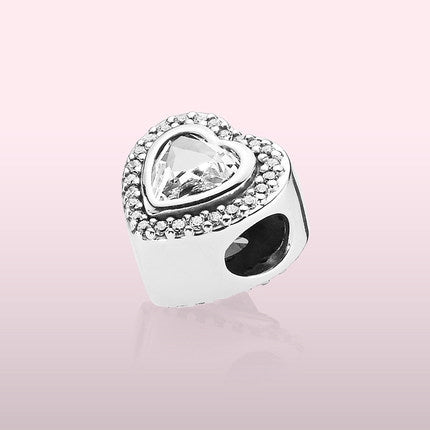 【Moments】Sparkling Love Heart Charm sterling 925 silver women for pan 797608CZ