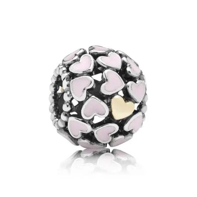 【MOMENTS】Pan LUMINOUS HEARTS OPENWORK CHARM 925 Silver for women Pink 791283EN23 791283EN40