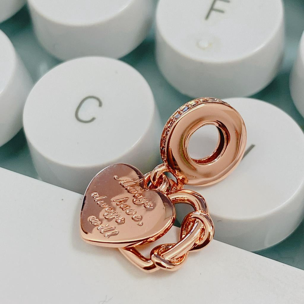 【Moments】Pan Love You Infinity Heart Dangle Charm 789369C01 925 Silver rose gold Pendant