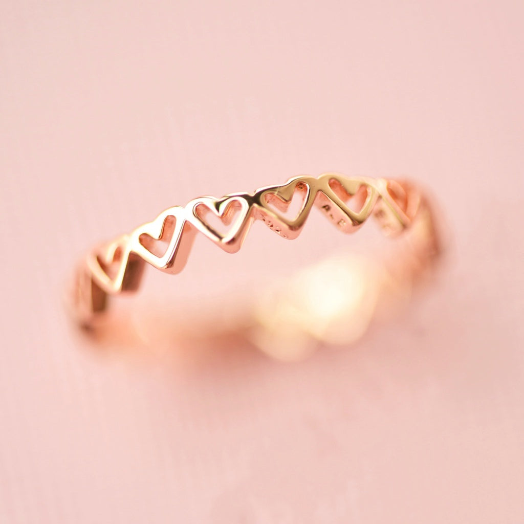 PAN Freehand Hearts Ring 925 silver Rose Gold heart ring Sterling silver 198696C00 188696C00