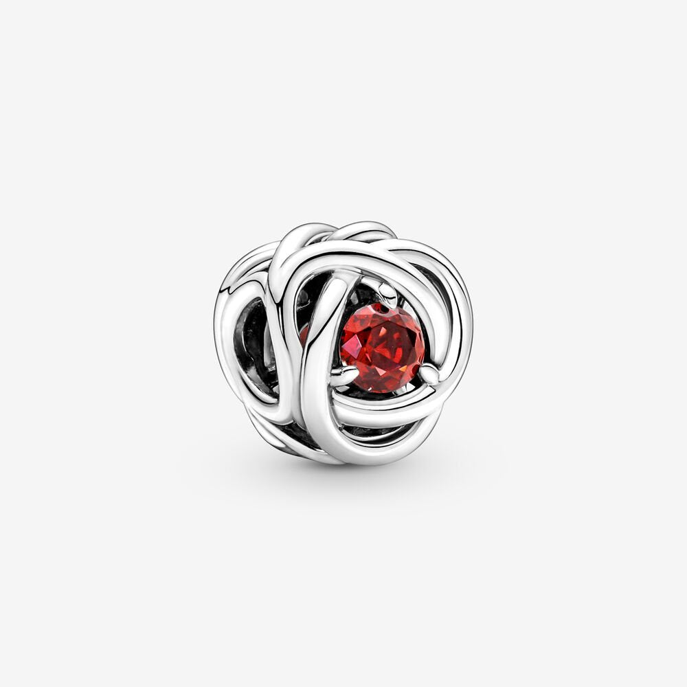 PAN【Moments】True Red Eternity Circle Charm 925 Silver Pink red blue Green Lucky birthday Birthstones 790065C02 790065C01