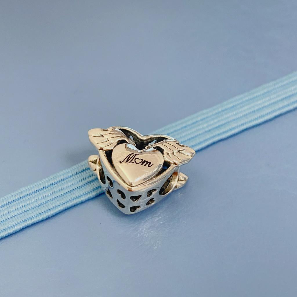 【Moments】Pan Angel Wings & Mom Charm 799367C00 925 Silver Mother's Day pink Pendant
