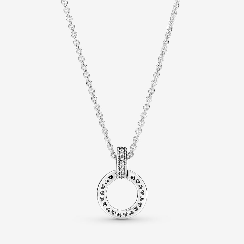 PAN Double Circle Pendant & Necklace 399487C01 925 Sterling Silver diamond women