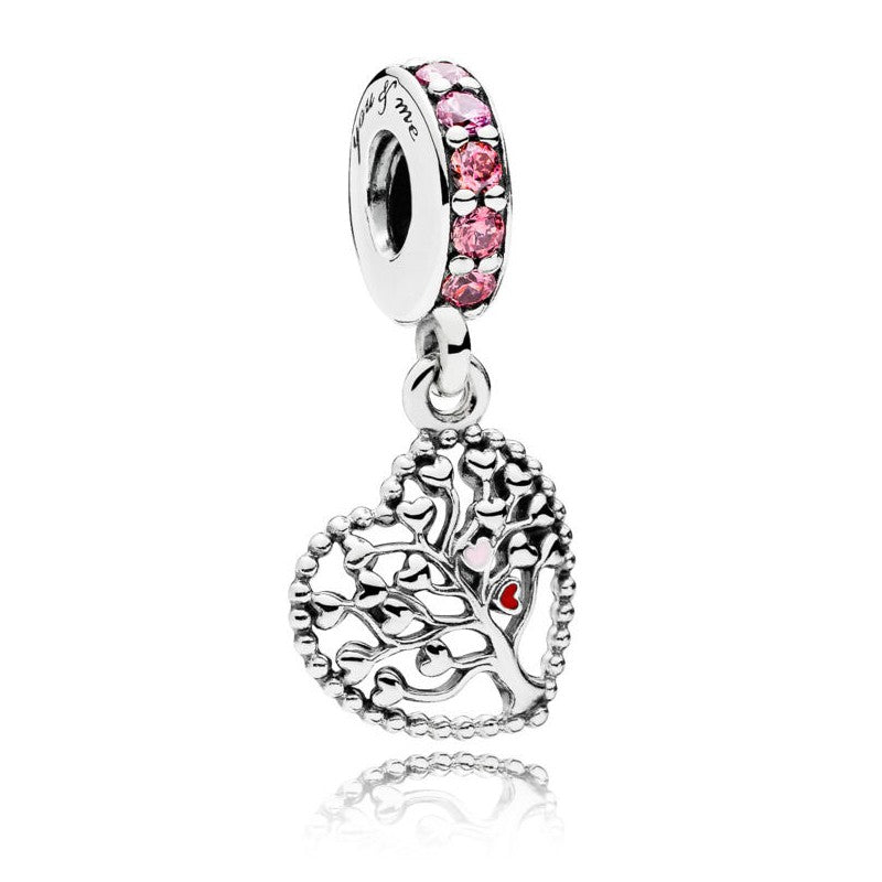 【Moments】 TREE OF LOVE HANGING CHARM PINK 925 SILVER Family 796592CZSMX