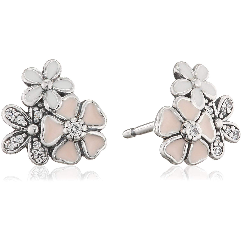 Pan Women Earring Poetic Blooms pink flower 925 silver 290686ENMX