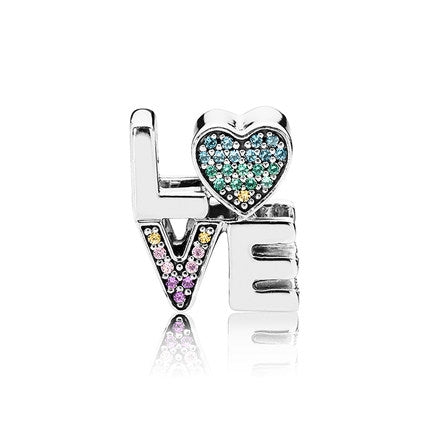 【Moments】Rainbow Love Charm 925 silver  Letter rainbow for pan 797189NRPMX