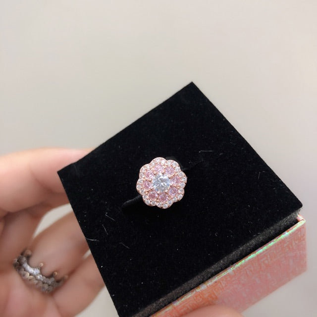 【Moments】Rose Pink Sparkle Flower Charm pink for pan 787851NPM rose gold