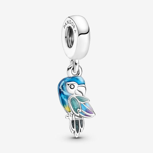 【Moments】Pan Jungle Paradise Parrot Dangle Charm 791679C01 Blue cartoon animal pendant