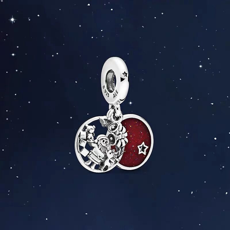 【Moments】Santa Love Peace Joy Dangle Charm 925 Silver pendant red 2019 Christmas 798468C01