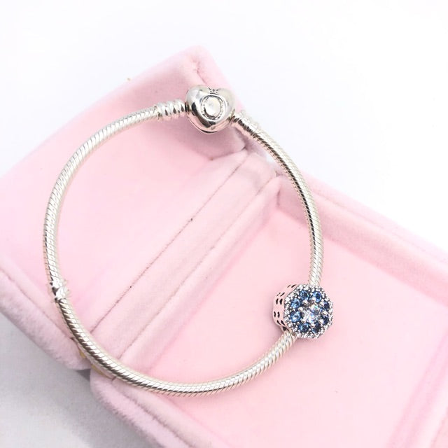 【Moments】Blue Sparkle Flower Charm 925 silver 797851NMB