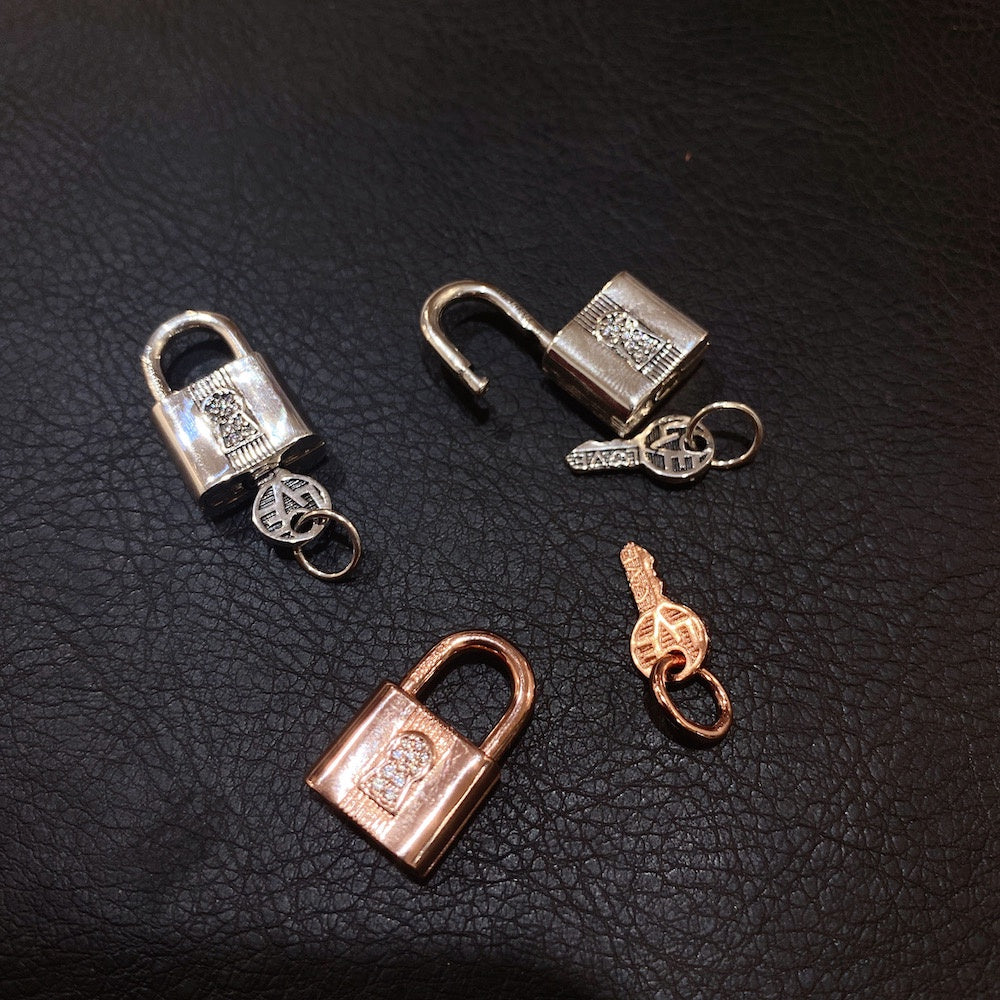 【Moments】PAN Padlock and Key Dangle Charm Pendant 2in1 Set 925 Silver ROSE Gold heart 790088C01