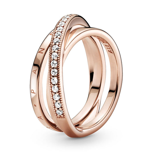 Pan Crossover Pavé Triple Band Ring 189057C01 Rose goldclassic series