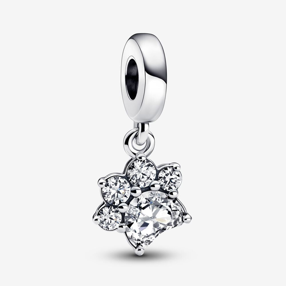 【Moments】PAN Sparkling Pet Paw Print Dangle Charm Sterling silver 925 silver simple animal 792247C01